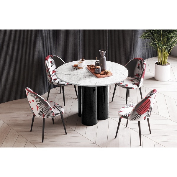 Stół RAVEO - Wariant Kolorystyczny: Venatino White HG+Czarny HG - Hubertus